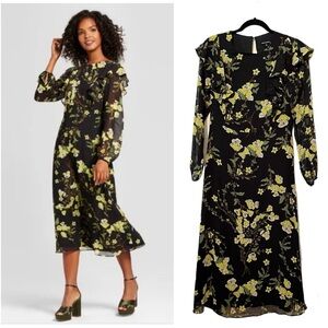 Who What Wear Black & Yellow Floral Dress